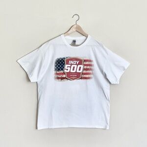 IMS 108th Indy 500 Back Home Again 2024 Flag Graphic White T Shirt Adult XL